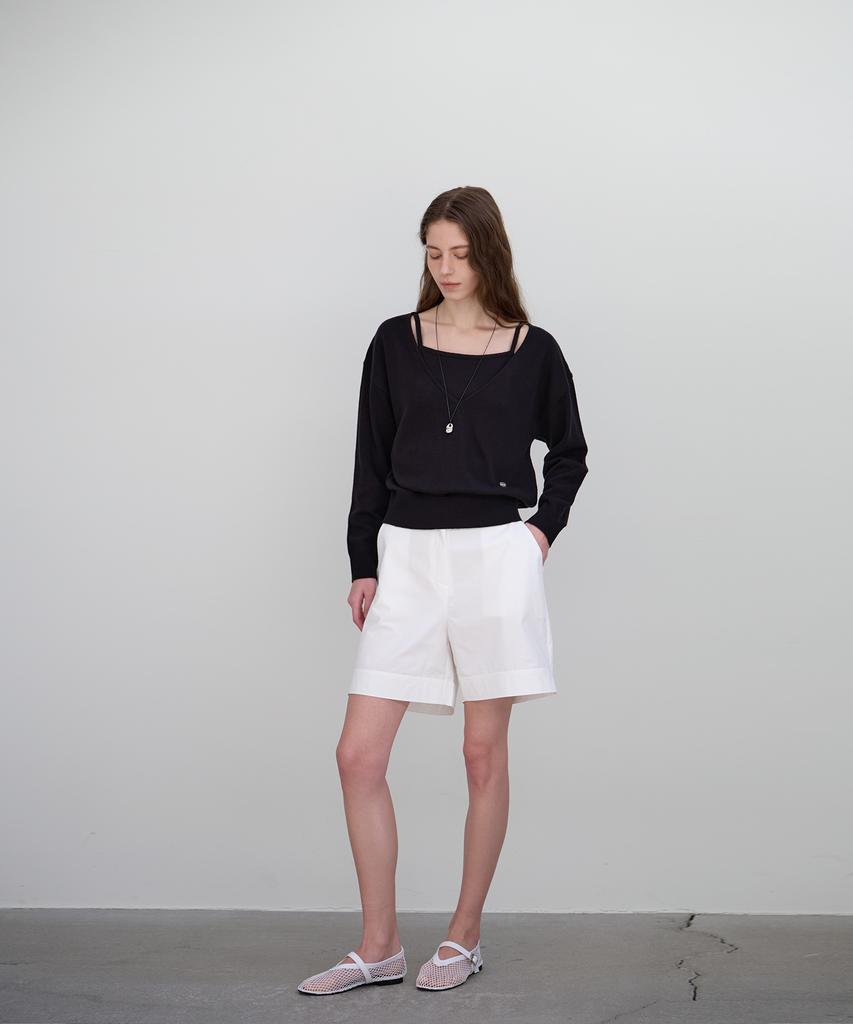 BUT'TON Stitch Banding Shorts (Ivory)