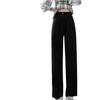 Women's Wide-Leg Black Summer Trousers - Lightweight, Straight Drape Suit Pants