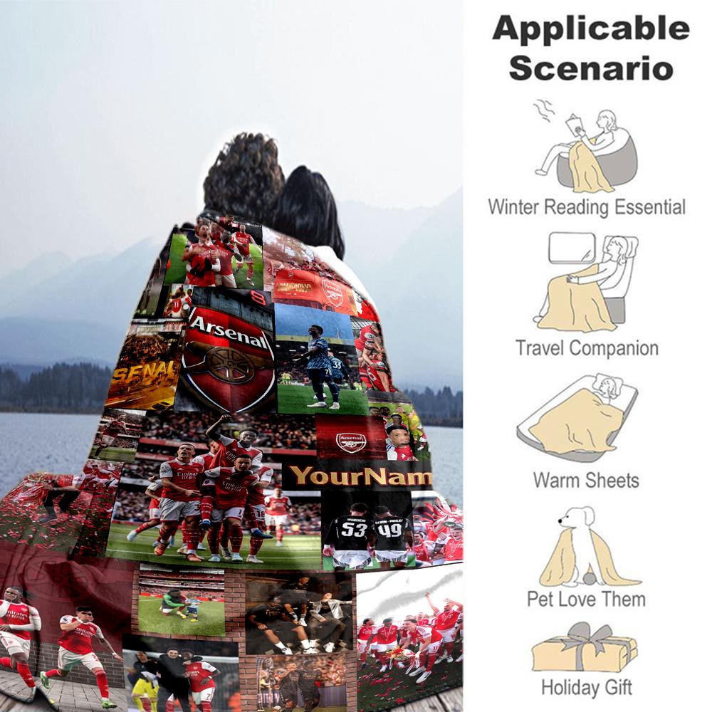 Arsenal Personalized Name Blanket Lightweight Personalized Blanket Warmthful Decor Suitable for Bed Couch Chair Nap Four Seasons Multipurpose