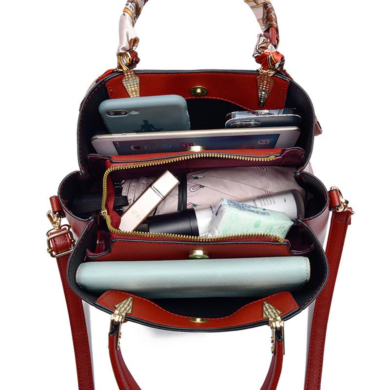 Вместительная сумка-тоут через плечо, красная сумка на плечо, стильная женская сумочка.