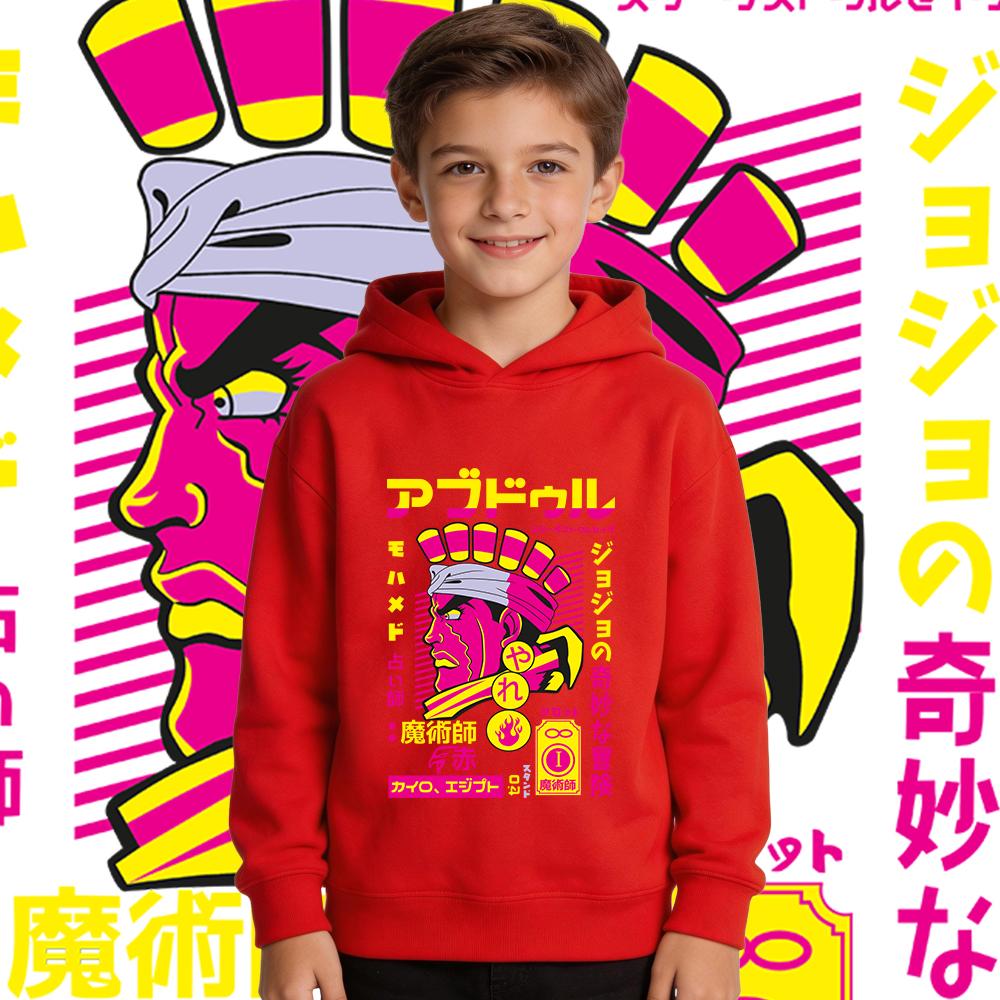"JoJo's Bizarre Adventure" Muhammad Avdol Graphic Hoodie – fleece-lined and thickened for warmth; suitable for casual autumn and winter wear.
