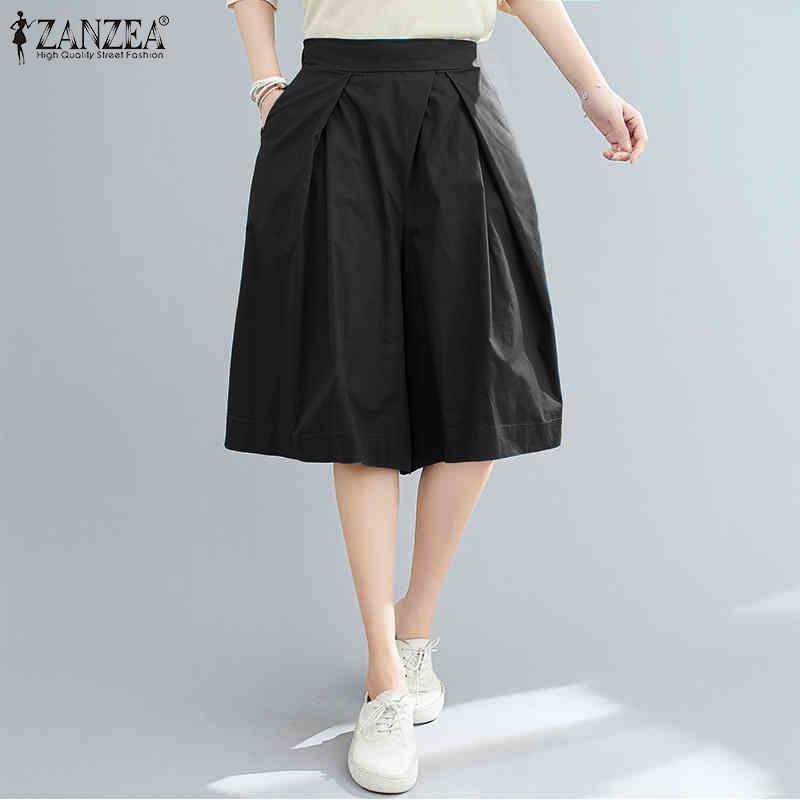 ZANZEA Женские летние однотонные свободные повседневные широкие брюки пятого цвета