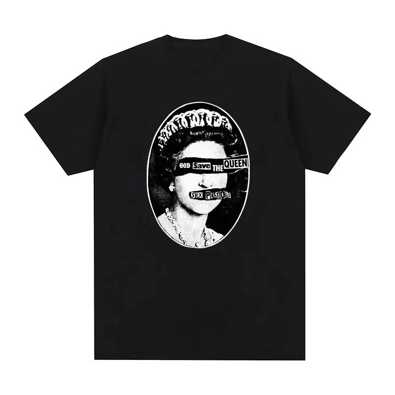 New Neutral Color Men's Crew Neck T-Shirt, God Save The Queen Graphic Tee for Sex Pistols Band Women And Men T-shirt