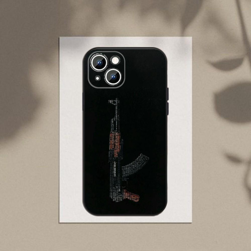 Чехол для телефона AK-47 Король Оружия Чехол для телефона для Apple iPhone 15,14,13,12,11,XS,XR,X,8,7,Pro,Max,Plus,mini Силиконовый Черный Чехол