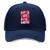 Valentine Day Love ASL Sign Language Pink Hearts Graphic Sandwich Baseball Cap Unisex Women Sun Cap Outdoor Workouts Hat