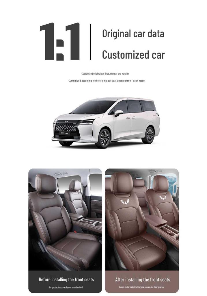 Полностью облегающие кожаные чехлы на сиденья Wuling Xingguang 730 для моделей 25/26 и электромобилей