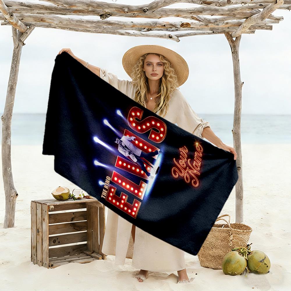 Elvis Presley Customize Your Name Beach Towel Super Soft Microfiber Quickdry Fabric Suitable for Sports Travel Swimming Yoga Bathroom Beach And Pool