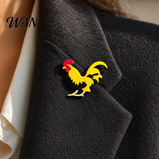 Funny Thanksgiving Accessory Chicken Rooster Brooch Pin, Acrylic Lightweight Farm Cute Animal Jewelry, for Backpacks Hats Jackets Scratch-resistant