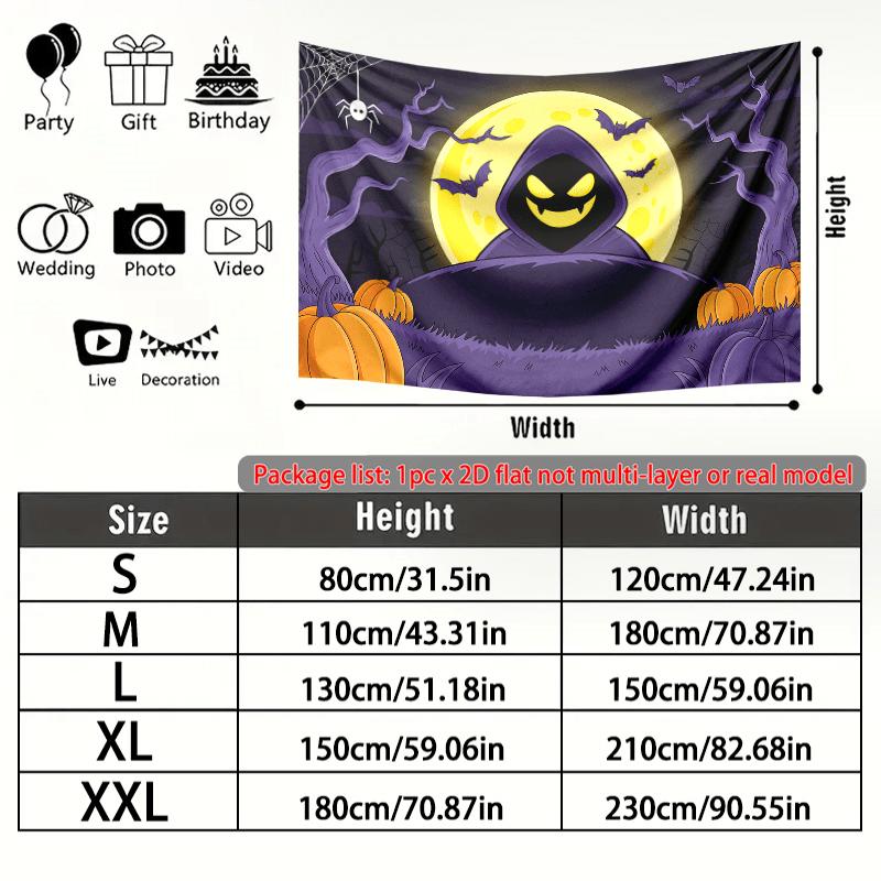 Multicolor Gifts Pumpkin Bat Halloween Party Backdrop, Polyester Banner for Photo Background & Decor
