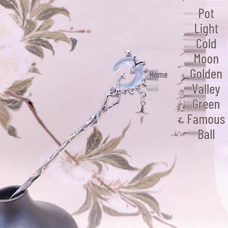 Заколка для волос с кисточкой из лунного камня: Элегантный аксессуар в древнем стиле для женщин