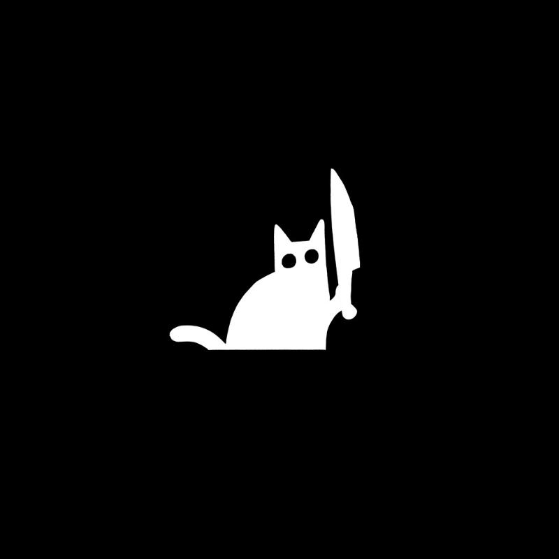 Забавная Мультяшная Черная Кошка с Ножом Наклейка на Зеркало Заднего Вида Автомобиля Водонепроницаемая Наклейка Декор Окна Автомобиля Бампера Авто Аксессуары