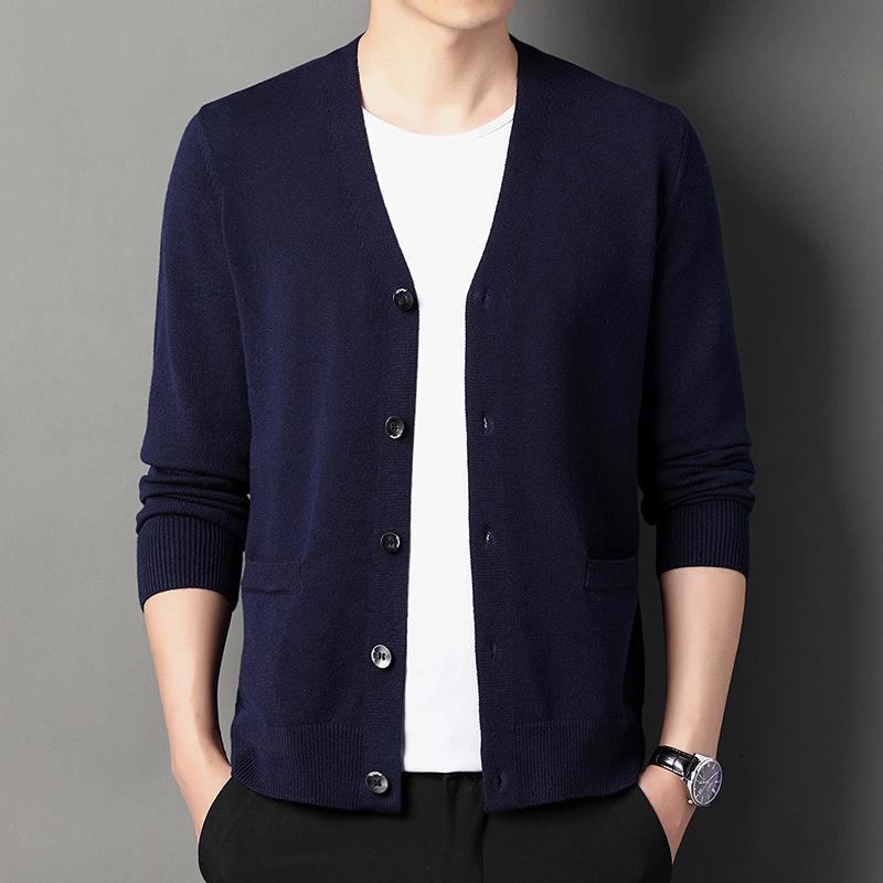 Autumn New V-neck Cardigan Men's Loose Casual Sweater Outer Sweater Men's Spring and Autumn Quality Sweater Jacket