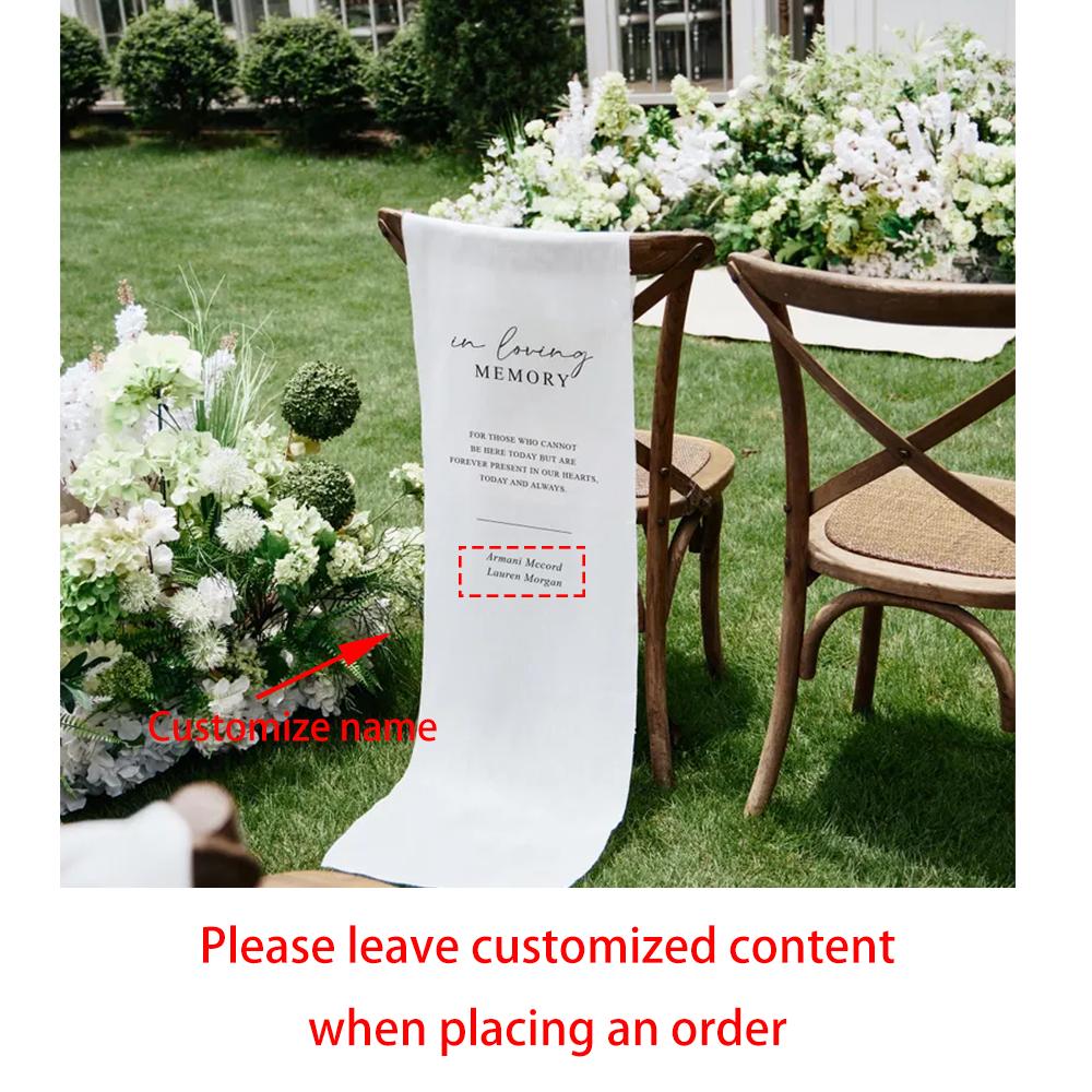 Персонализированный Свадебный Знак "Любящая Память" Белый Лен Баннер на Стул Знак для Свадебного Прохода Декор для Церемонии Памяти Свадебный Душ
