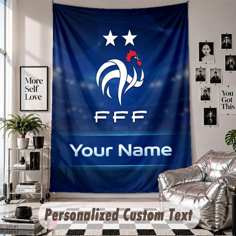 Custom Tapestry Wall Hanging, France national football team Personalized Name Text Home Wall Decor