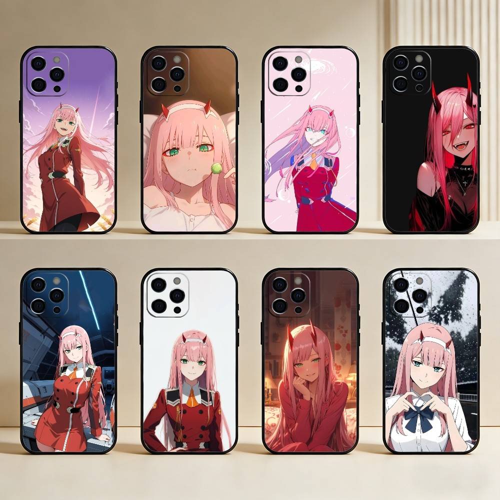 Чехол для телефона Аниме ZERO TWO Для iPhone17,16,15,14,13,12 Plus,Max Мягкий Силиконовый Черный Чехол