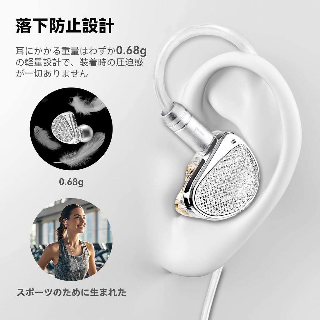 Yinyoo EarAcoustic Wired Monitor Earphones with 10mm Beryllium 6mm PET Dual Uniformly Lightweight Design for and Gaming No STA-K In-Ear + Drivers,