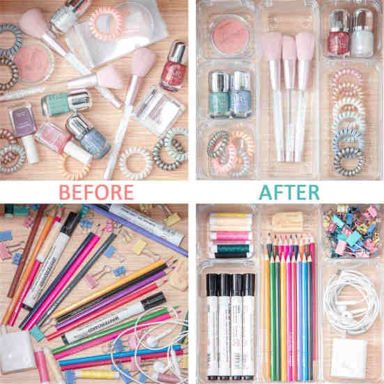 16 шт./компл., пластиковые прозрачные офисные косметические органайзеры, ящик для хранения ящика