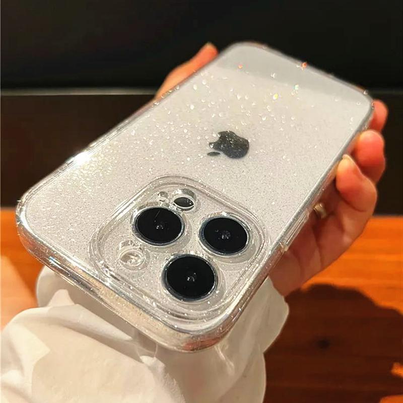 Роскошный Блестящий Прозрачный Чехол для Телефона для iPhone 16 pro Max 15 14 13 12 11 X XR XS 7 8 Plus SE Мягкая Прозрачная Силиконовая Накладка