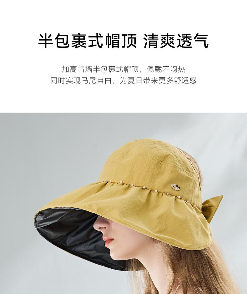 ELLE [Temperament Sunscreen] Fisherman's Hat Summer Black Rubber Sunshade Large brim UV resistant Half Air Top Fashion Hat