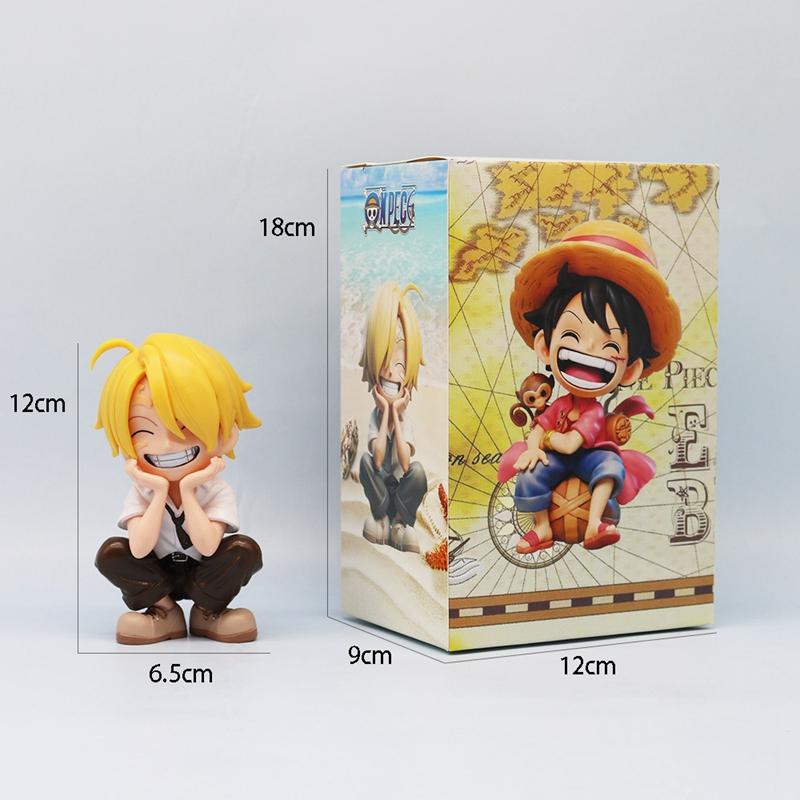 13 см Фигурка Аниме One Piece Сидящий Смеющийся Луффи Фигурки Действия Кавайный Санджи Зоро Фигурка Украшения для Комнаты Машины Коллекционные Игрушки