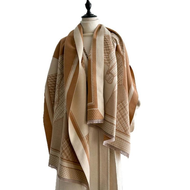 Bufanda de chal cálida para mujer, capa elegante de imitación de cachemira para otoño e invierno