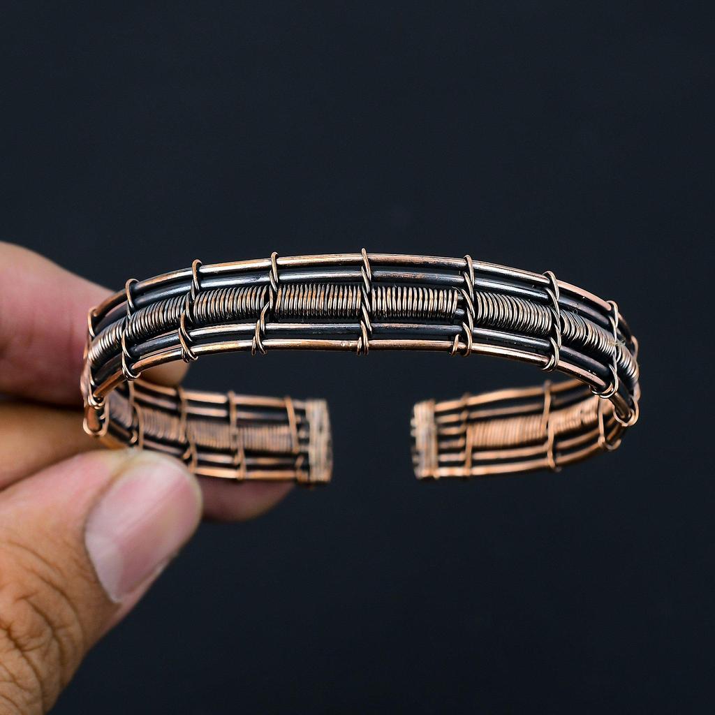 Окисленный браслет Банле тумака медной проволоки обернутый регулируемый