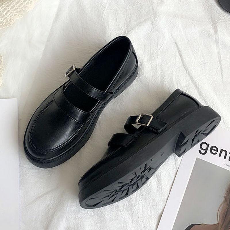 Large Size 44 Womens Shoes Patent Leather Autumn Plus Velvet Black Womens Platform Heels Pumps Leather Mary Janes Uniform Shoes