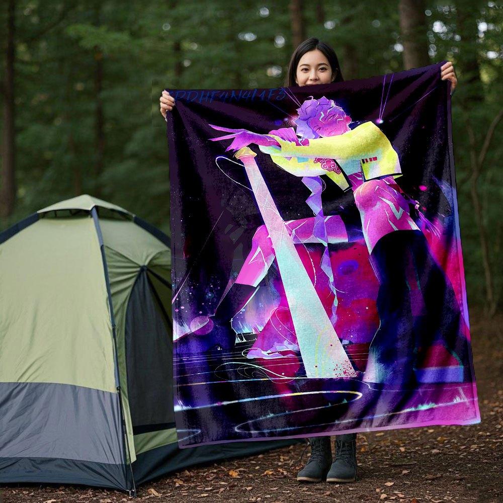 "Vivid Neon Fashion: Colorful Jacket with Abstract Print"Blanket Lightweight Flannel Throw Blanket for Sofa, Bed, Travel, Camping, Livingroo
