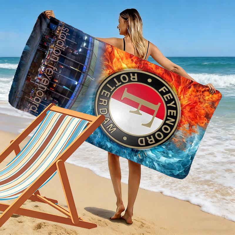 Пляжное полотенце с принтом Feyenoord, Большое, Мягкое, Быстросохнущее, для Пляжа, Кемпинга, Плавания
