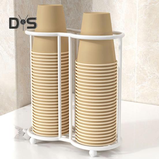 Держатель для бумажных стаканчиков для кухни, полый дизайн, 2 отделения, универсальный органайзер для одноразовых стаканчиков, стойка для хранения на офисной столешнице