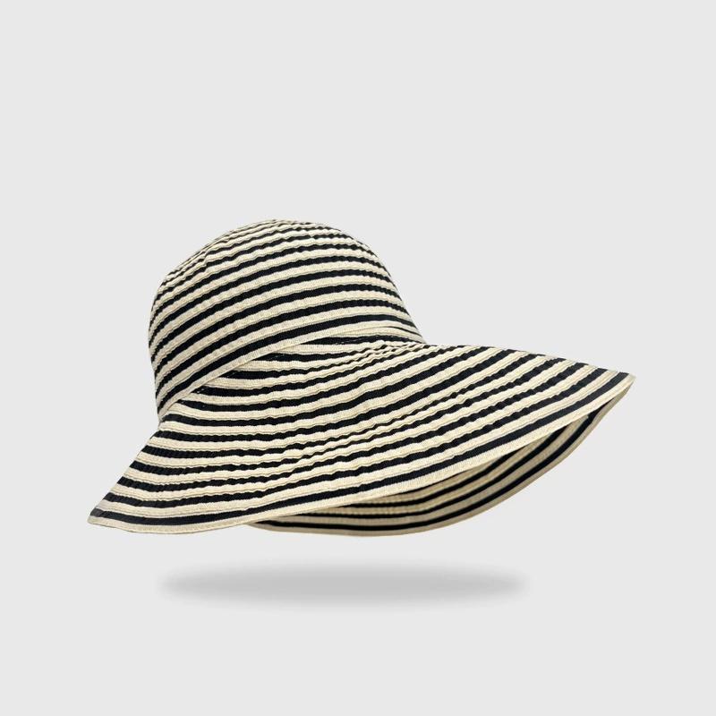 Женская весенне-летняя складная солнцезащитная шляпа в полоску