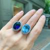 Ювелирные изделия Имитация Синее Стекло Синее Ретро Кольцо Сияющая Бриллиантовая Вставка Женское Кольцо