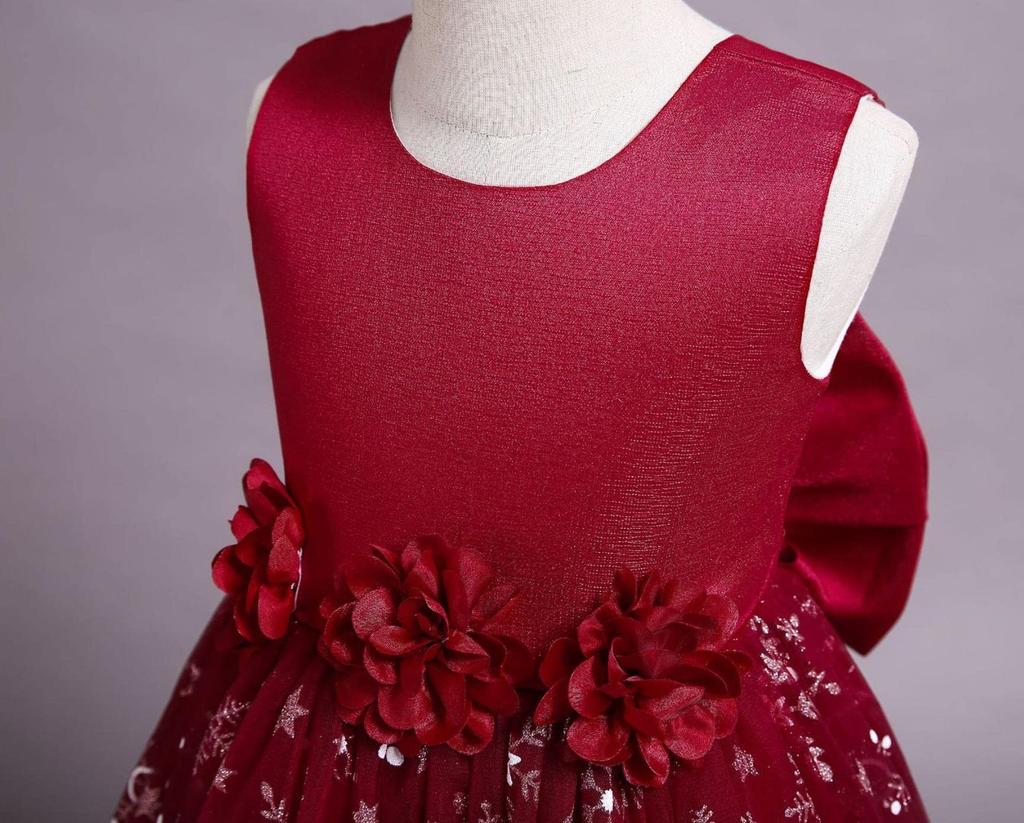 Dress for Piano Long Formal Junior Floral Bridesmaid Girls' Recitals, Kids' Dress, Dress, Dress, Dress, Bow, Ribbon, Decoration, Concert, Wedding,