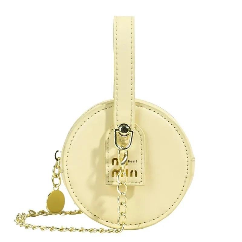 Маленькая детская милая круглая сумка из ПУ материала, сумка кроссбоди на цепочке, на каждый день для