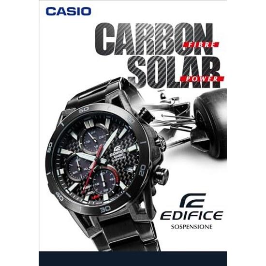 Мужские наручные часы Casio Edifice SOSPENSIONE с солнечной зарядкой, сапфировым стеклом EFS-S640PB-1AJF, черные с желтым