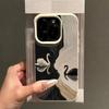 Модный черный и белый чехол для телефона с узором из лебедей для iPhone 17 16 Pro Max 16 15 14 Plus 13 12 11 Pro Max 16E 17 Air XR XS Мягкий чехол
