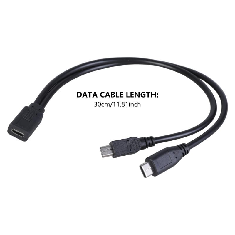 Кабель-разветвитель USB C (мама) на Mini USB + Type C (папа) для аксессуаров для электроники и источников питания