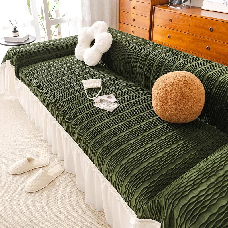 Settee Throw Covering Cloth Anti Slip Elegant Warm white Style Complete Pack Versatile Cloth Quilt Touch Safe Refined Decorative Pad
