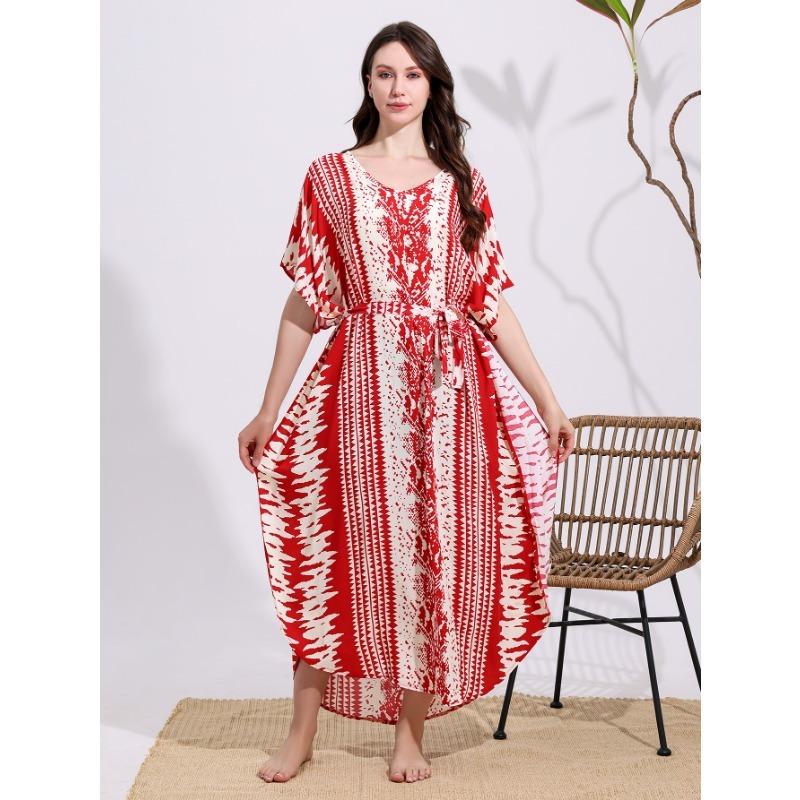 Popular Snake Pattern Printing Beach Blouse Robe Loose Vacation Sunscreen Bikini Blouse