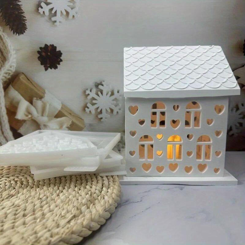 4 шт./набор 3D Дом Сердце силиконовые формы для смолы бетона Дом любви подсвечник форма дом формы украшения гипсовые формы