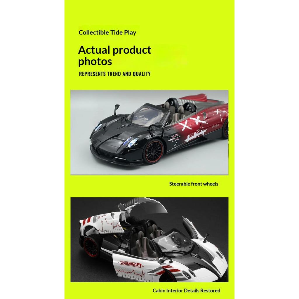 1/24 Scale Pagani Huayra Roadster Car Model with Display Base Adult Collectible Toy Car Boy Birthday Gift