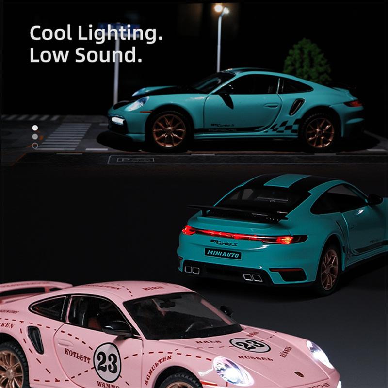 1/24 Porsche 911 TARGA TURBO S Сплав Гоночная Модель Автомобиля Литье под Давлением Симуляция Металлическая Игрушечная Модель Автомобиля Звук Свет Коллекция Подарок