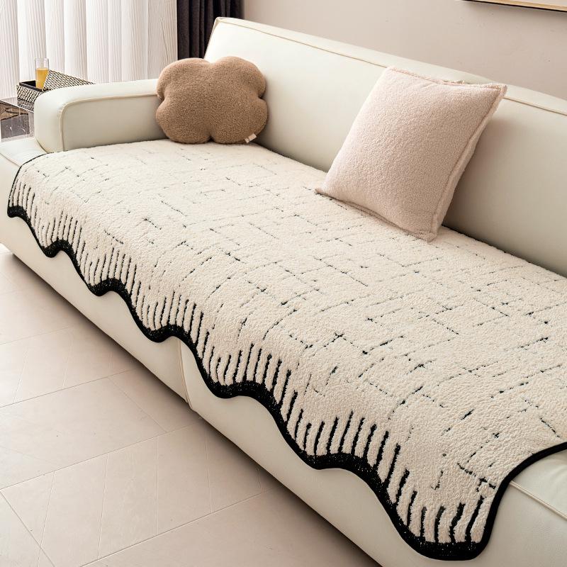 Special-Shaped Sofa Cushion Plush Thickened Non-Slip Autumn And Winter New High-End Irregular Straight Seat Cushion Cover Cloth