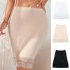 High-Waisted Bottom Skirt Solid Color Soft Breathable Fabric Slimming Skirt with Lace Splicing Hem Summer Base Skirt