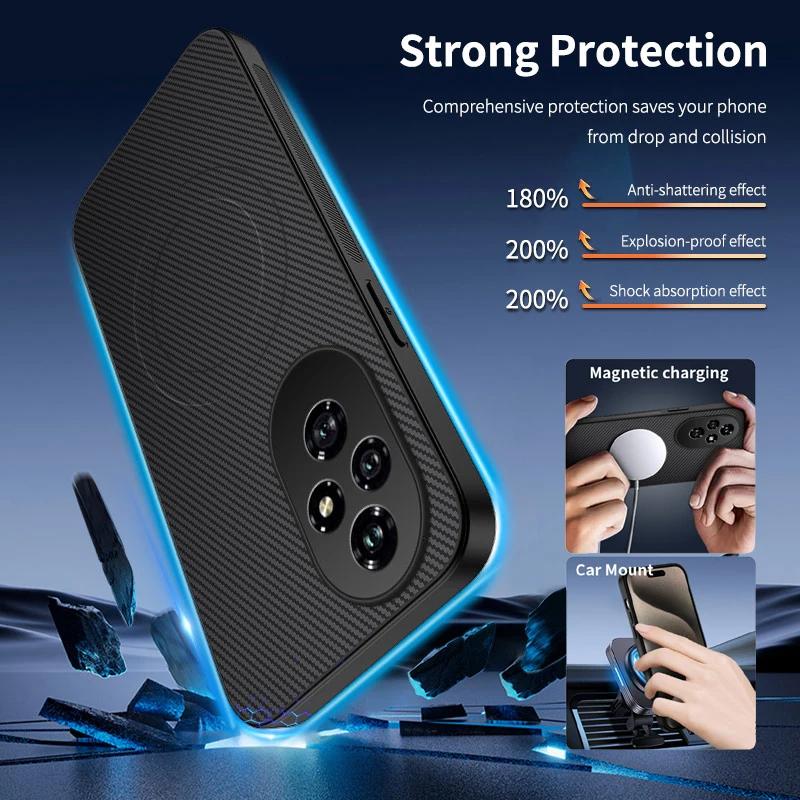 For Honor 400 Lite 200 Smart Pro Phone Case Magnetic Wireless Charging Lens Protect Shockproof Silicone Leather Back Cover Cases