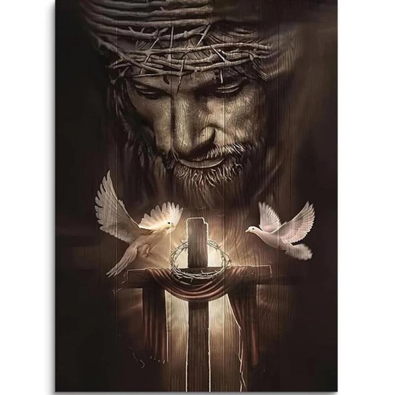 Vintage Risen Jesus Cross Christian Religion Wall Art Canvas Painting Poster Prints Living Room Large Pictures Modern Home Decor