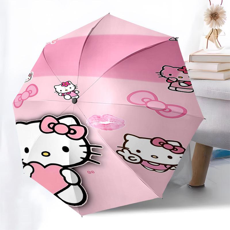 1pc Hello Kitty umbrella automatic open/close, 8-Rib Durable Frame, Compact Folding Design, Ideal Birthday/Holiday Gift 1134A