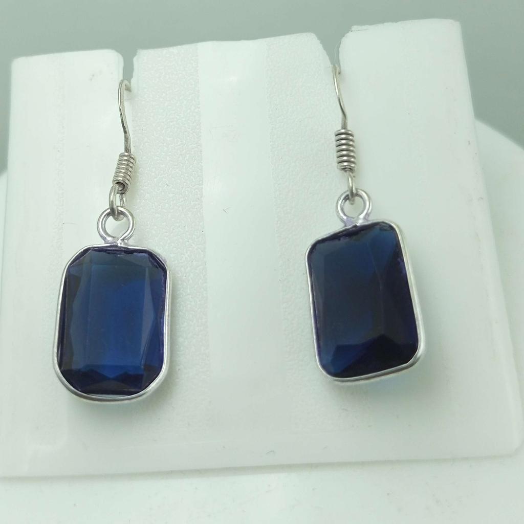 Голубой топаз Gemstone 925 Sterling Silver Plated Hook Женские серьги Ювелирные изделия WHE-E21