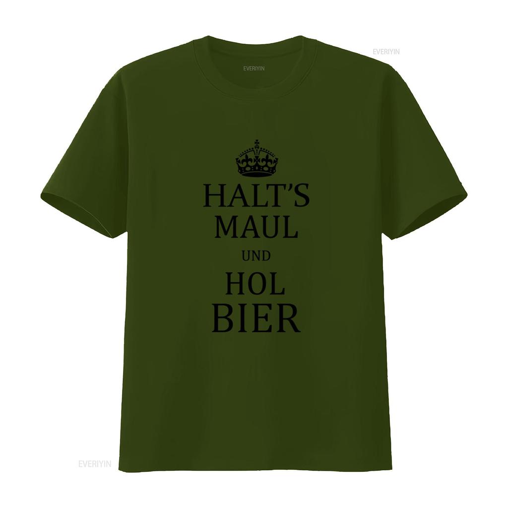 Смешная женская немецкая футболка с лозунгом Halts Maul Und Hol Bier Дизайн Черный S M L винтаж стирка модная дизайнерская одежда