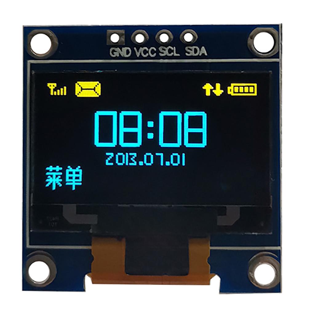 Желто-синий двухцветный 3,3 В 5 В 0,96 дюйма Органический светодиодный дисплей Экран Модуль органического светодиодного дисплея IIC I2C Последовательный дисплей